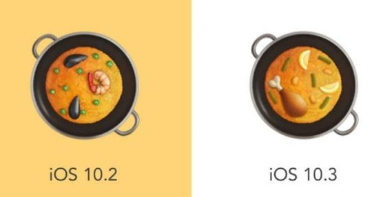 尊重传统 iOS10.3修正西班牙海鲜饭Emoji图示